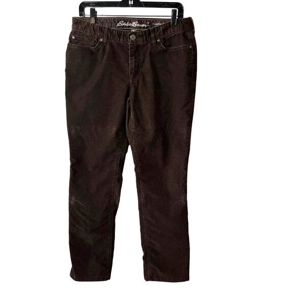 EDDIE BAUER Women's Slightly Curvy Straight Leg Indigo Brown‎ Jeans Sz  8 - Picture 1 of 7